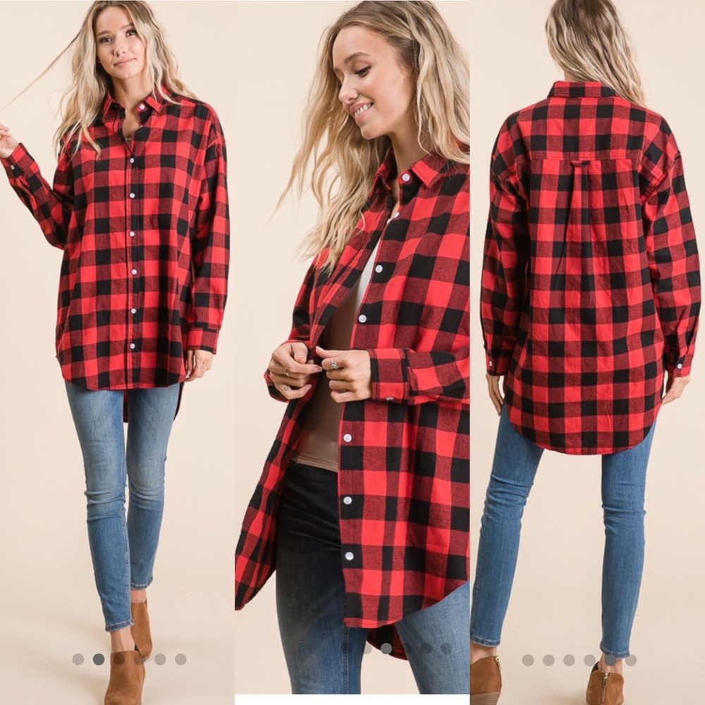 Buffalo Plaid Button Up Top